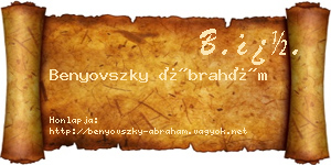 Benyovszky Ábrahám névjegykártya